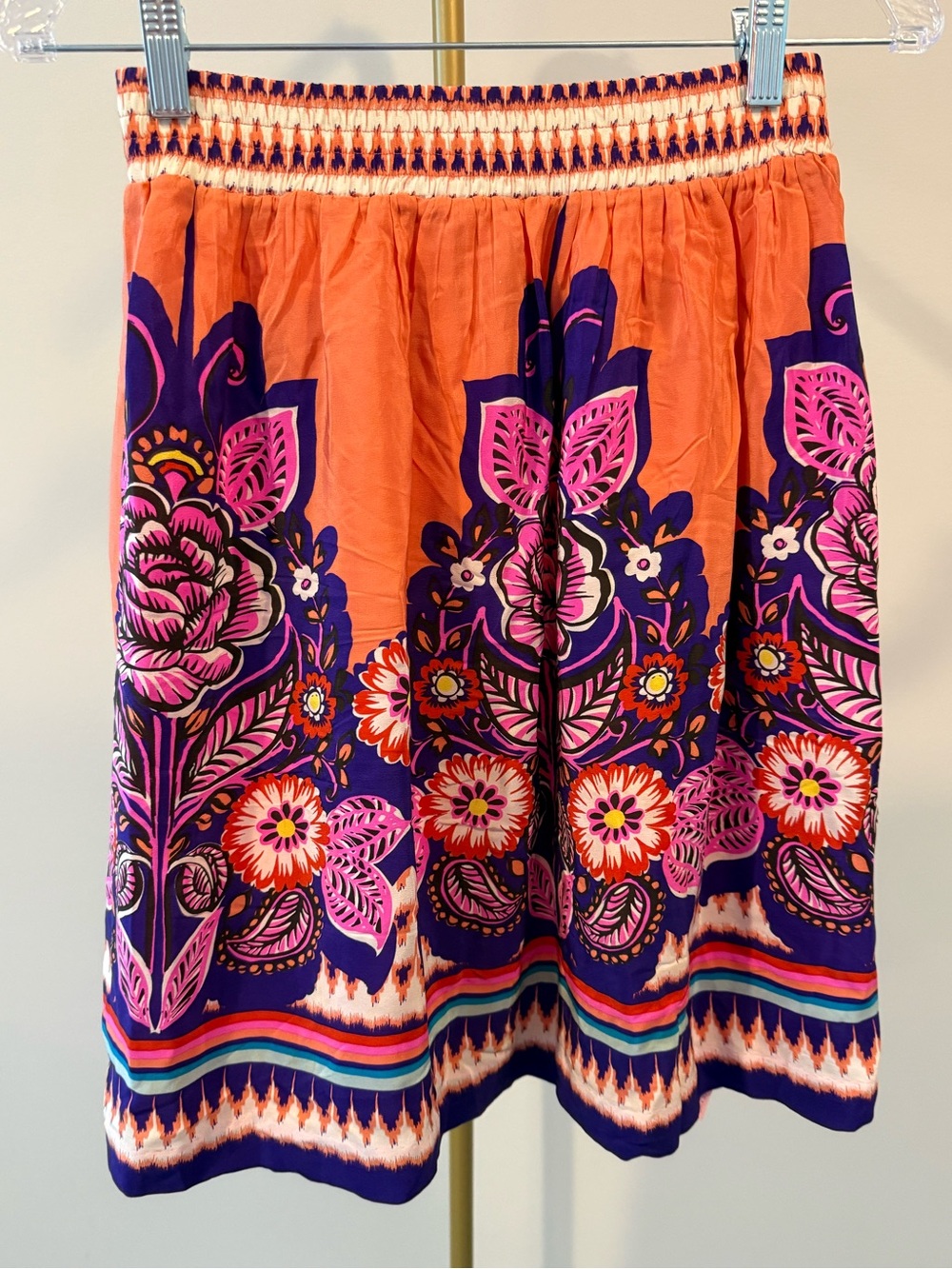 Edmé & Esyllte Anthropologie 100% Silk Boho Cottagecore Floral Mini Skirt Size 6